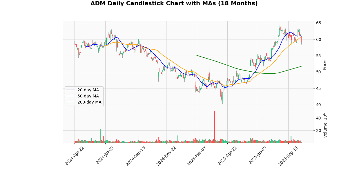 ADM Daily Candlestick Chart