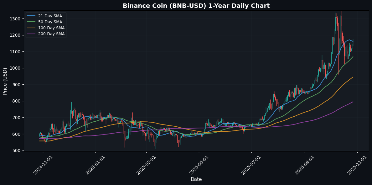 Crypto Market Snapshot: Avalanche Drops 1.19% Binance Coin Daily Chart