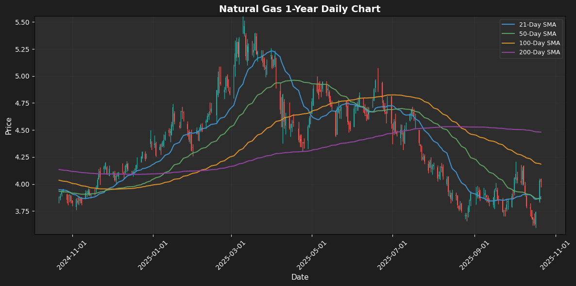 WTI Crude Rises 0.40% Natural Gas Daily Chart